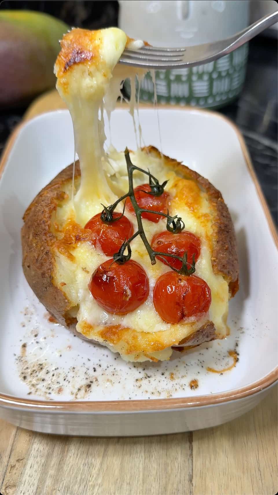 Cheesy Baked Potato with Cherry Tomatoes