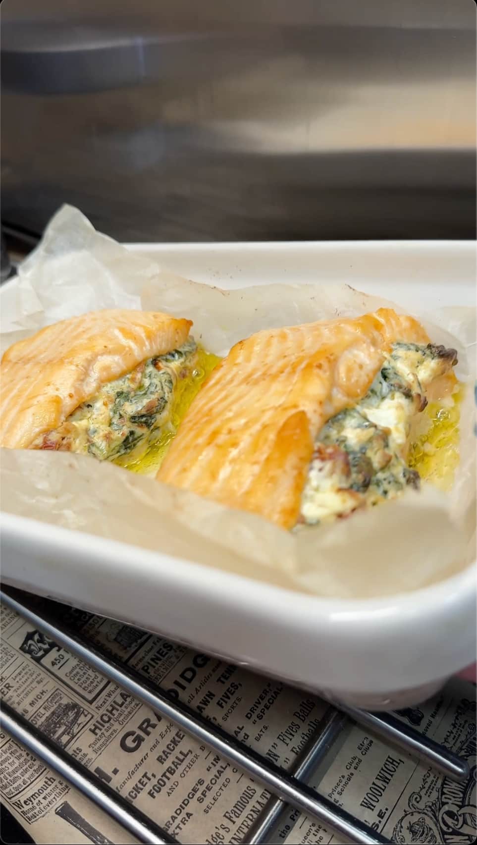 Stuffed Salmon with Creamy Cheese, Sun-Dried Tomatoes, and Spinach