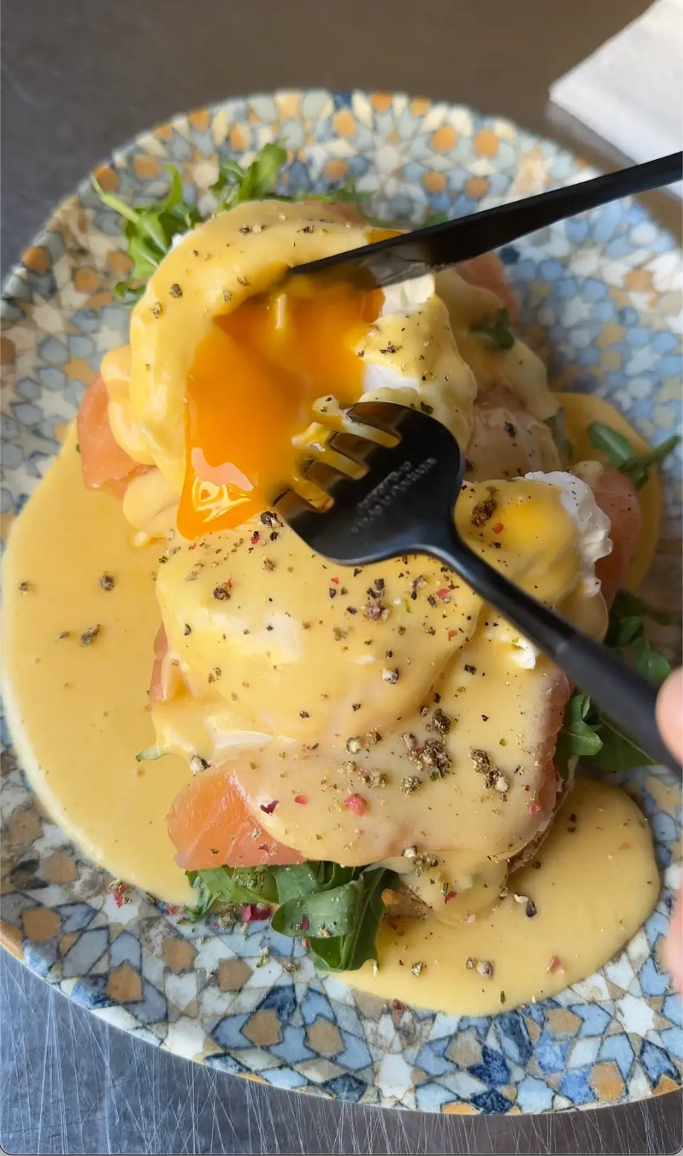Eggs Benedict on Bruschetta Toast with Two Poached Eggs