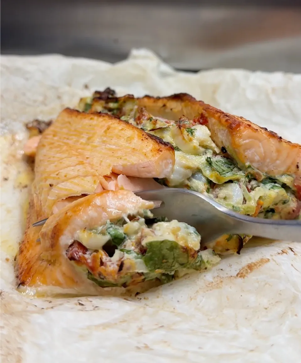 Tender Stuffed Salmon - So Flavorful!