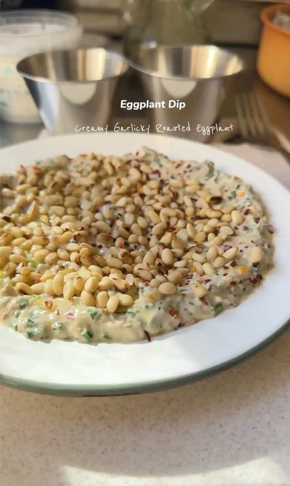 Creamy Garlicky Roasted Eggplant