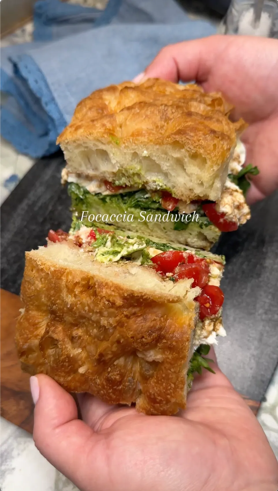 Focaccia Sandwich with Burrata & Pesto